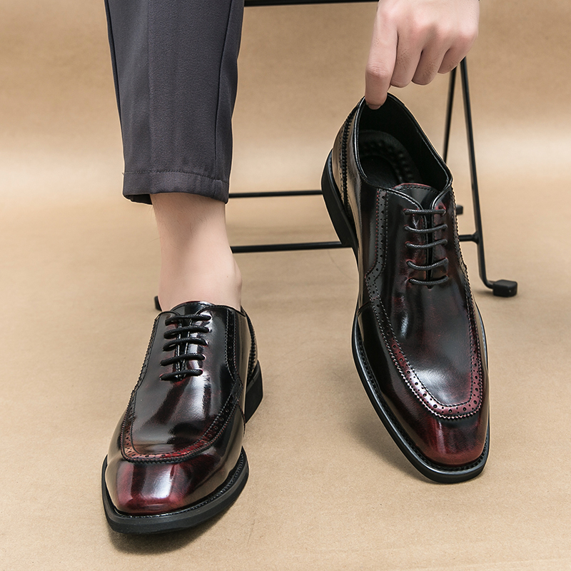 内增高耐磨橡胶底英伦风系带男鞋