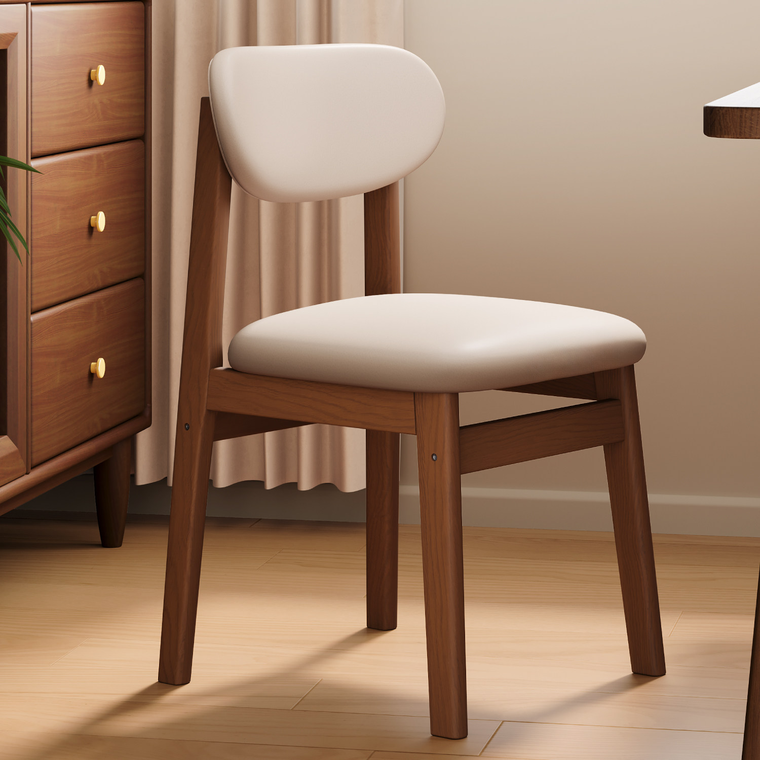 全实木餐椅家用吃饭椅子高级感餐厅餐桌椅客厅轻奢洽谈椅木头凳子