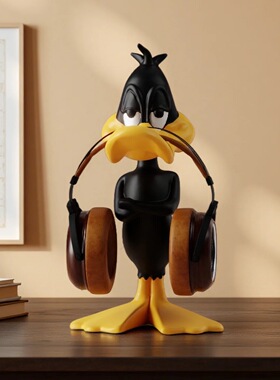 达菲鸭个性头戴耳机架耳麦架收纳支架家居电视柜摆件电脑桌面装饰