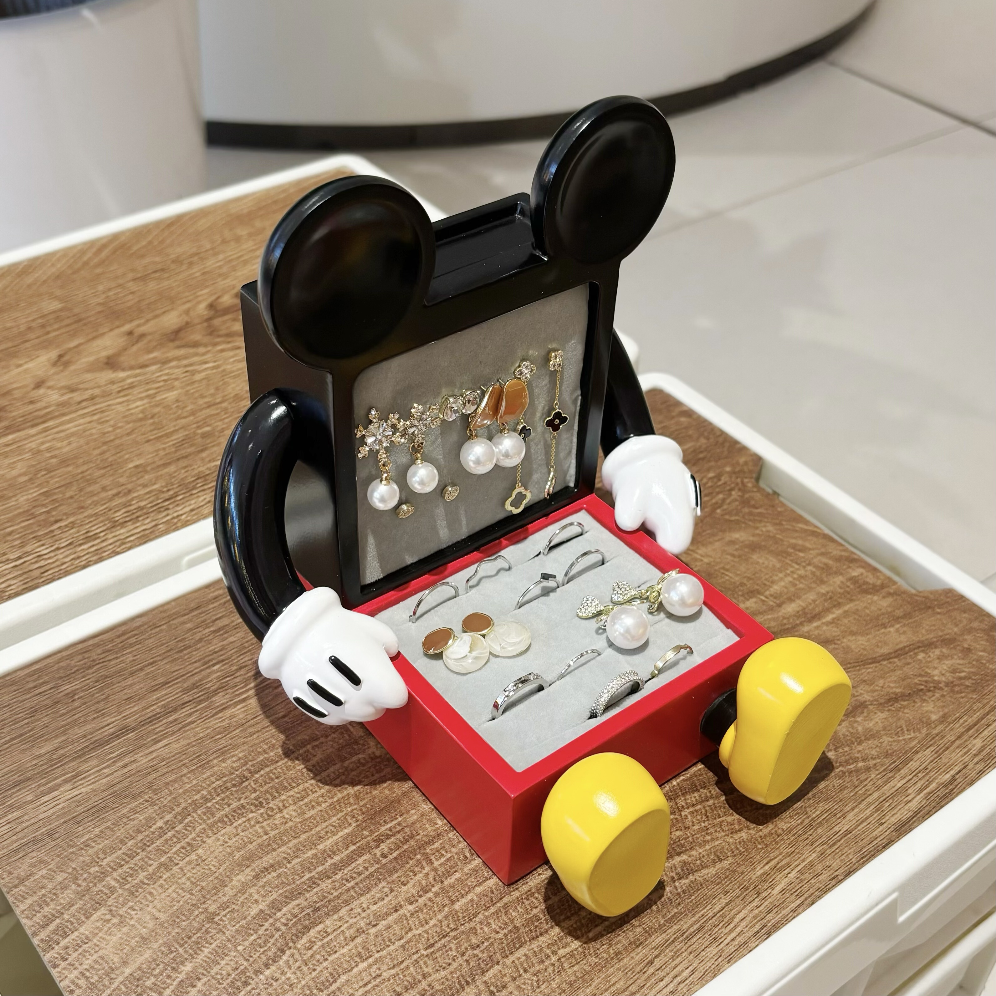 米奇首饰收纳摆件圣诞可爱卡通戒指耳环置物架桌面家居装饰高级感