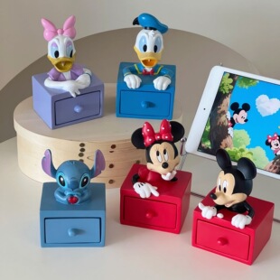 米奇米妮唐老鸭史迪仔黛西小抽屉桌面摆件可爱卡通公仔装饰品送礼