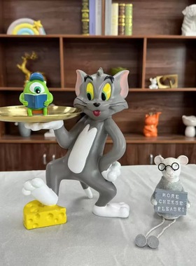 邪恶的汤姆猫托盘收纳杰瑞鼠创意插花笔筒桌面猫和鼠装饰礼物摆件