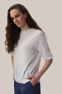 sandwich_荷兰设计师 夏装女简约百搭轻薄短袖针织上衣1832