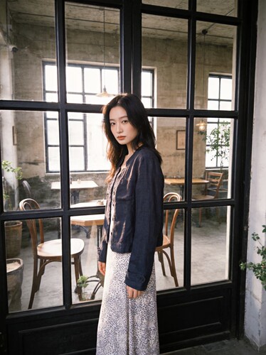 Sandwich复古亚麻铁灰修身欧美风轻薄款春夏秋长袖外套女
