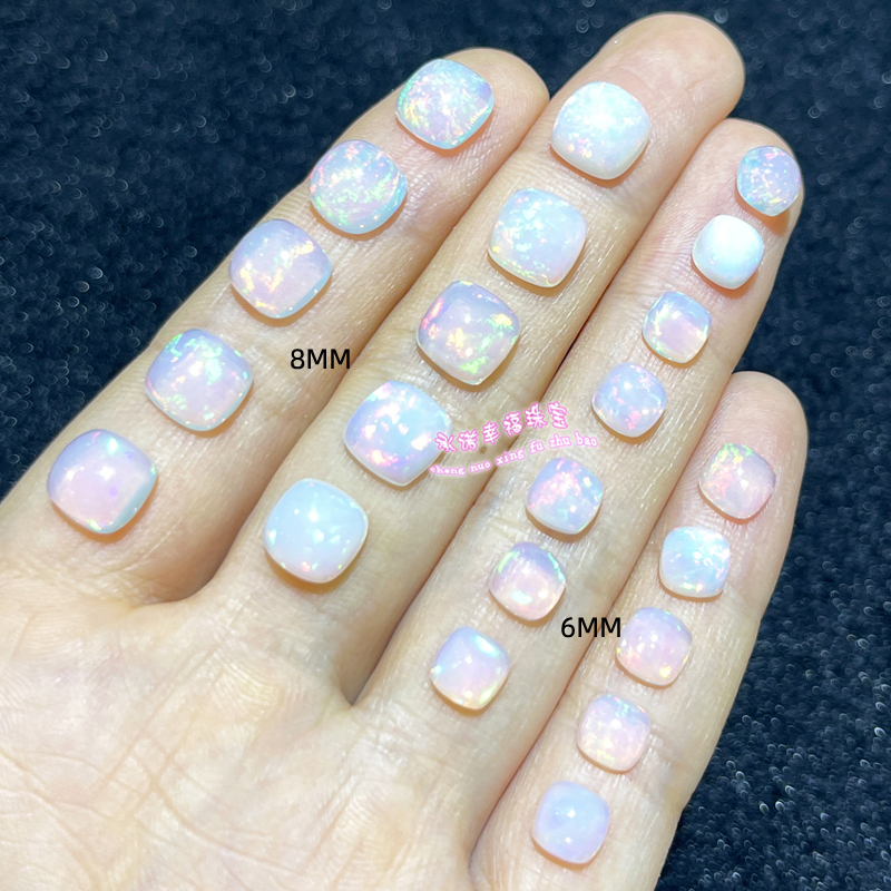 天然欧泊裸石戒面  枕形6MM 8MM  欧泊原石