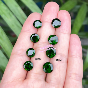 天然透辉石裸石戒面  圆形 8MM9MM  透辉石原石