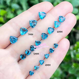 天然伦敦蓝托帕石裸石 三角形4MM-7MM 托帕石原石戒面