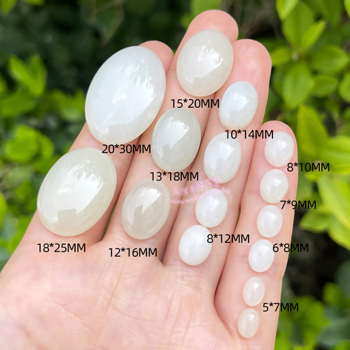 天然和田白玉裸石戒面 椭圆形5*7MM-20*30MM 和田白玉原石
