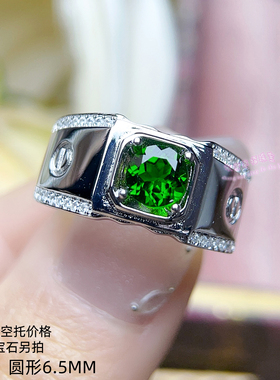 925银男款戒托 圆形 6.5MM 镶嵌宝石用男士银托空托