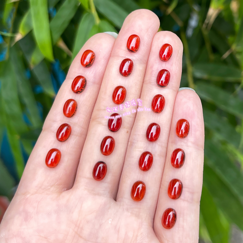 天然黄水晶裸石戒面 椭圆形蛋面5*7MM 橙黄色黄水晶原石