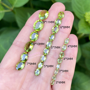 天然橄榄石裸石戒面 椭圆形3*4MM-9*11MM橄榄石原石配石