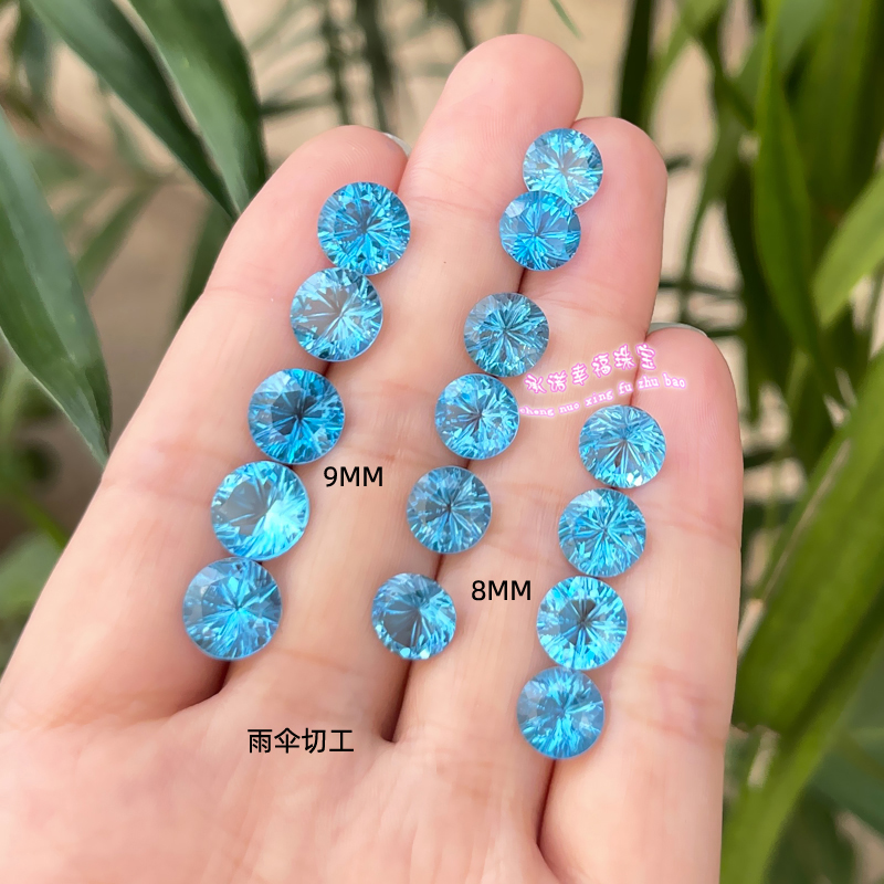 天然瑞士蓝托帕石圆形89MM