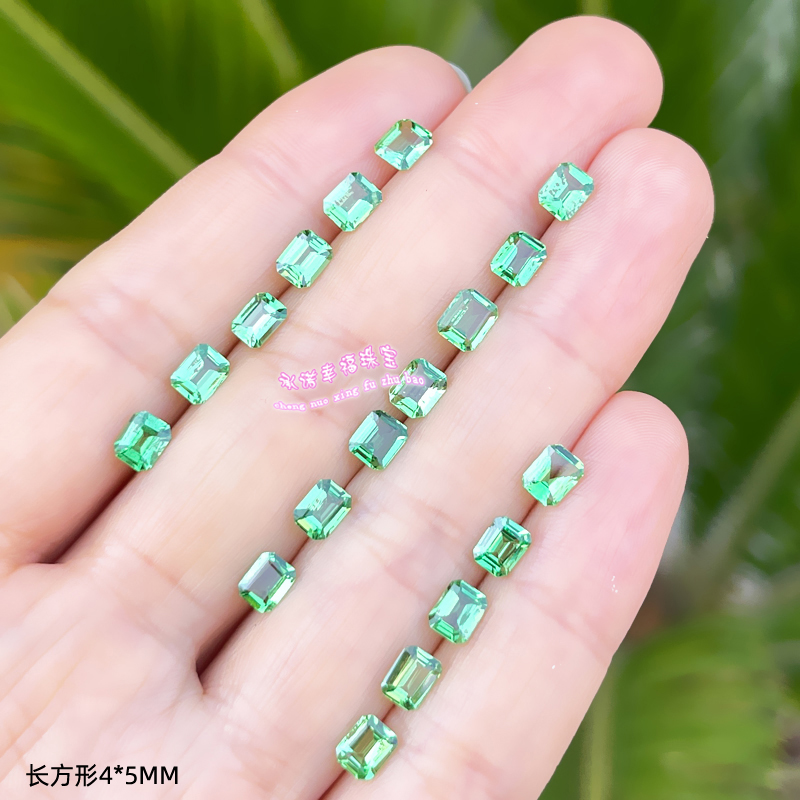 天然沙弗莱裸石戒面  长方形4*5MM  沙弗莱原石配石