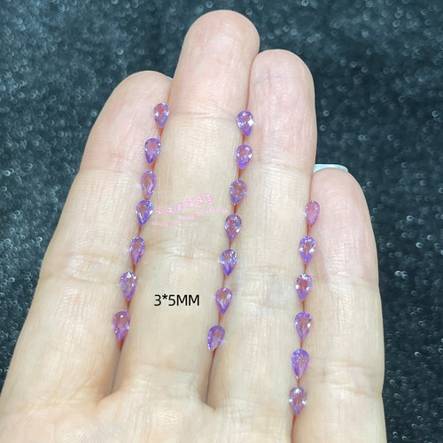 天然紫色蓝宝石 水滴形3*5MM 天然蓝宝石原石裸石戒面配石