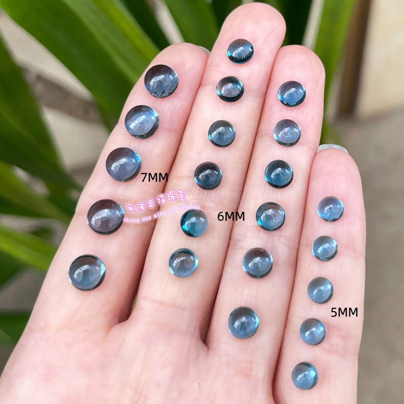 天然伦敦蓝托帕石裸石戒面圆形