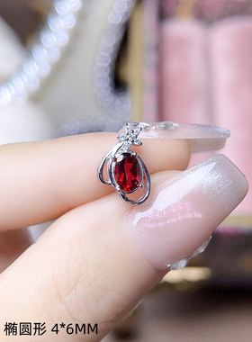 925银吊坠空托 椭圆形4*6MM 女款镶嵌宝石银托项坠空托项链银托