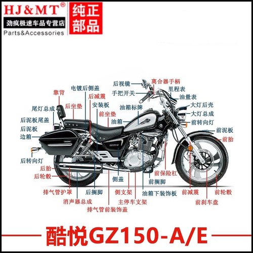 适用豪爵太子GZ150-A/E复古风全车配件刹车灯大灯后视镜外壳装饰