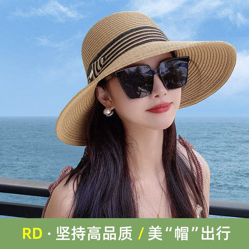 RD草帽女夏季海边沙滩遮阳太阳帽防晒防紫外线2026新款帽子女款