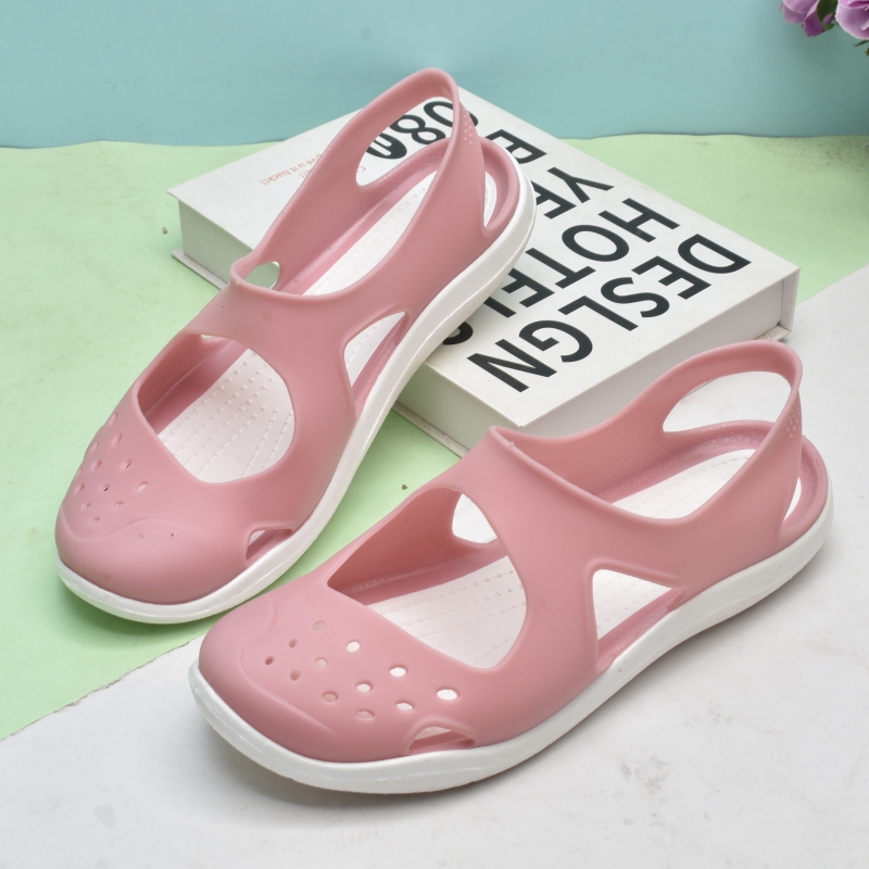 夏季女镂空洞洞凉鞋平底塑料鞋沙滩雨鞋女鞋防滑软底塑胶时尚凉鞋