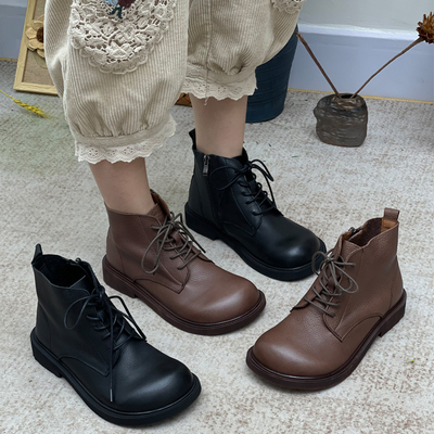 丑乐真皮马丁鞋头层牛皮软皮软底