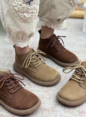 丑乐真皮加绒马丁靴女2025冬季新款女靴保暖加厚二棉鞋厚底短靴