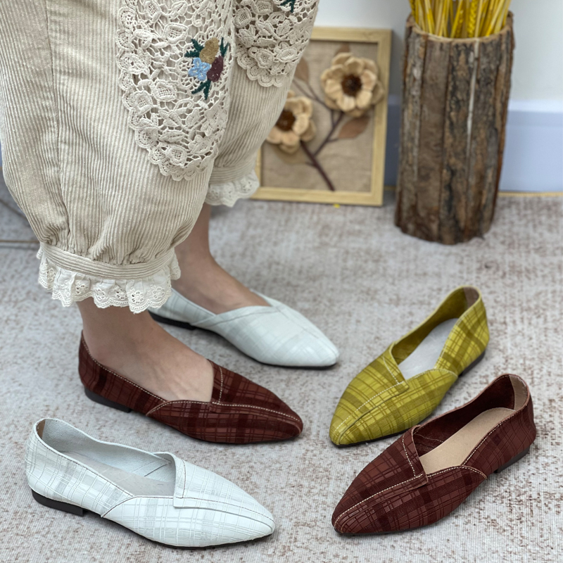 丑乐复古风真皮手工单鞋女