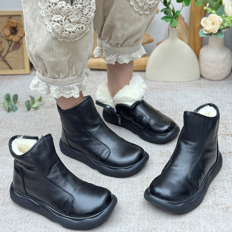 真皮羊皮毛一体雪地靴女厚底冬季