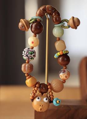 原创多宝串儿搭配菩提根柿子方糖紫金鼠库克大肠桃木铃铛芭比檀呱