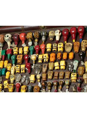 藏传三通料器骨配饰雕刻一体佛珠手串配件编绳挂件创意配饰