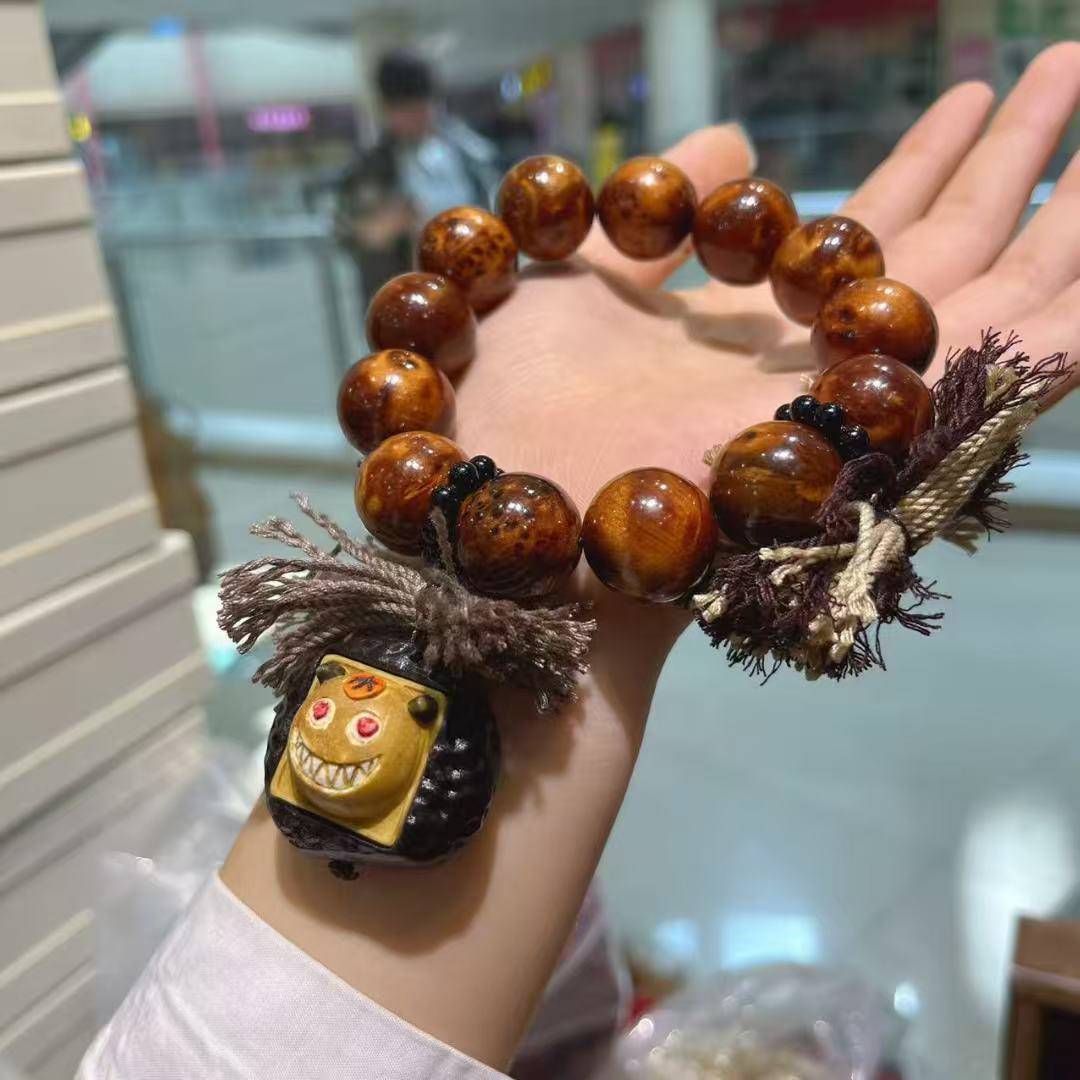 原创设计精品太行崖柏手串搭配鹿角根付金木水火土