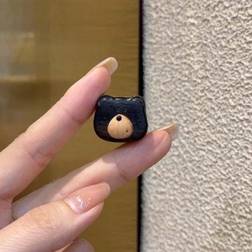 紫檀桃木拼接熊头diy配件手工编织手绳项链文玩佛珠挂件手串配饰