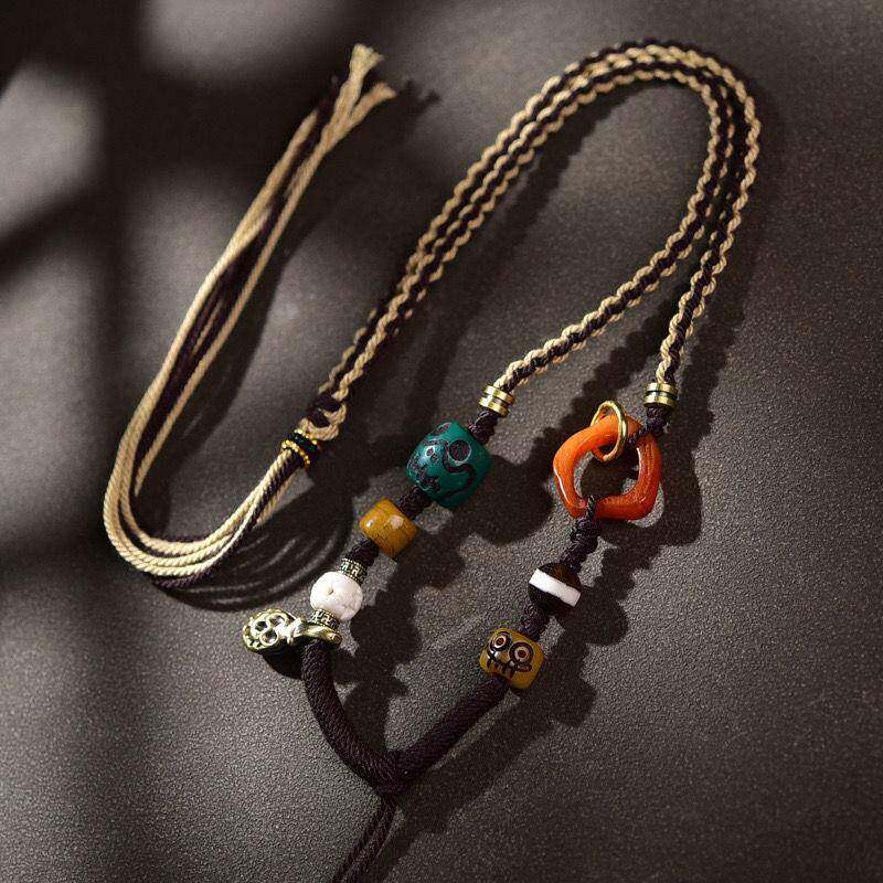 高档藏式手工编绳唐卡项链绳佛牌挂件绳蜜蜡吊坠挂绳毛衣链民族风