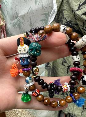 原创鹿角根付僵僵拉布布手作串珠个性手工叠戴手炼男女情侣礼物