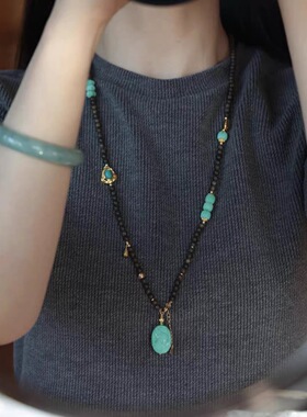 原创白奇楠沉香多圈手炼项炼两用款搭配菱镁矿百香籽瓜珠法老猫牌