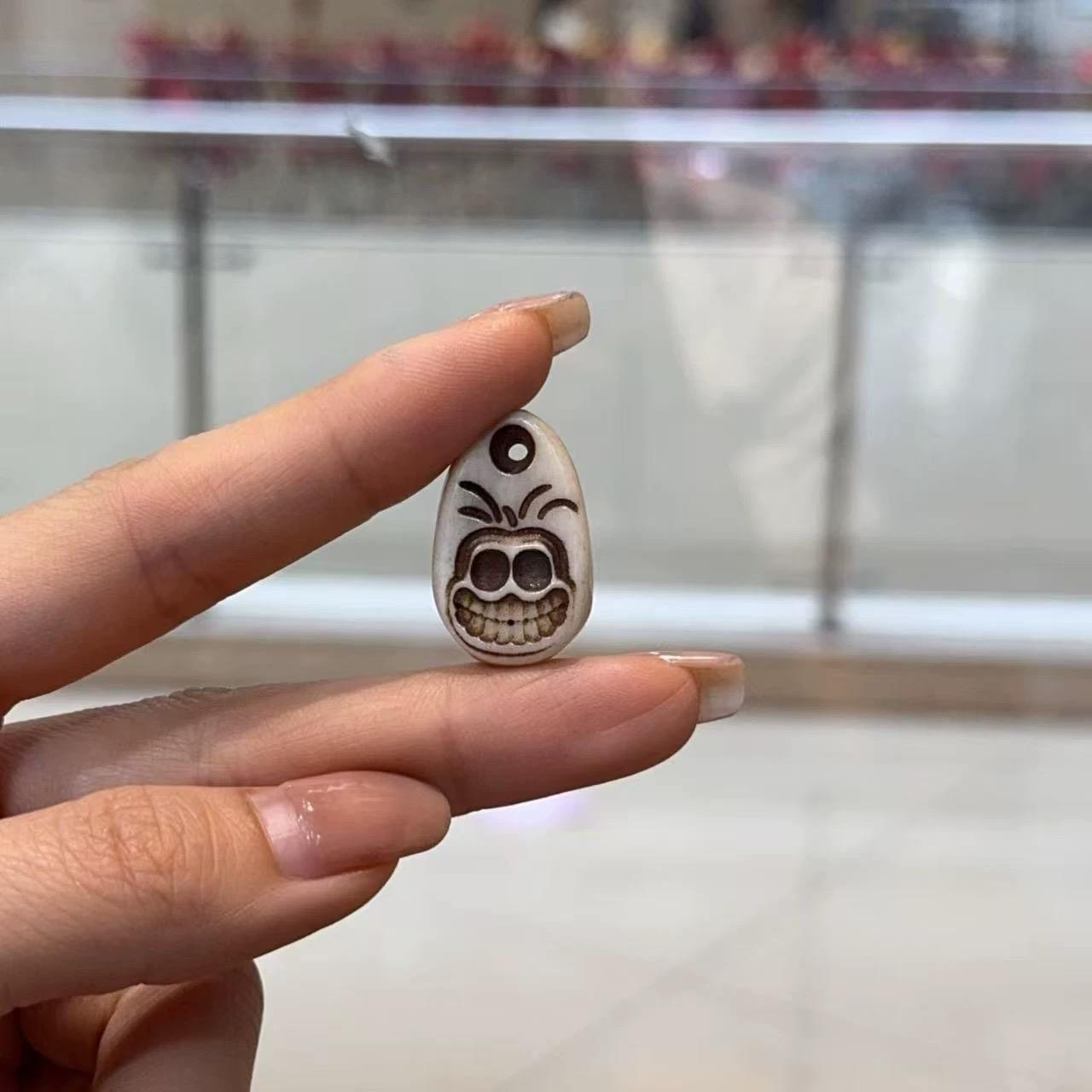 精工牛骨雕刻阿呆吊牌配件文玩佛珠念珠侧挂吊坠编绳挂件配饰