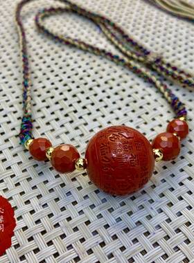 新款锁骨链天珠朱砂福字圆珠手工棉绳佛眼DIY尼泊尔配饰配件