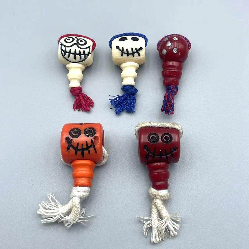 藏传文玩佛珠料器阿呆三通老料手工雕刻尸陀林咒点钉圆珠三通配饰