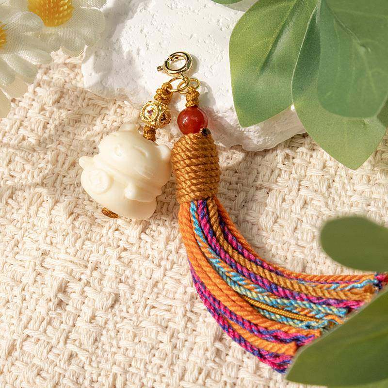 象牙果招财猫小提溜diy配件手工编绳挂件手链吊坠手串文玩配饰亲