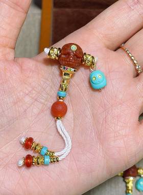 玛瑙阿呆三通套装配件手工diy串珠配件散珠编织佛珠念珠文玩配饰