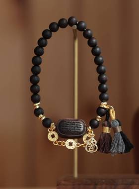 降真香6毫米搭配降真香五条经文牌文玩手串时尚饰品佛珠简约手串