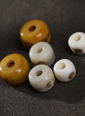 DIY半成品散珠老铜万字镶嵌桶珠牦牛骨配珠文玩佛珠驼骨腰珠配饰