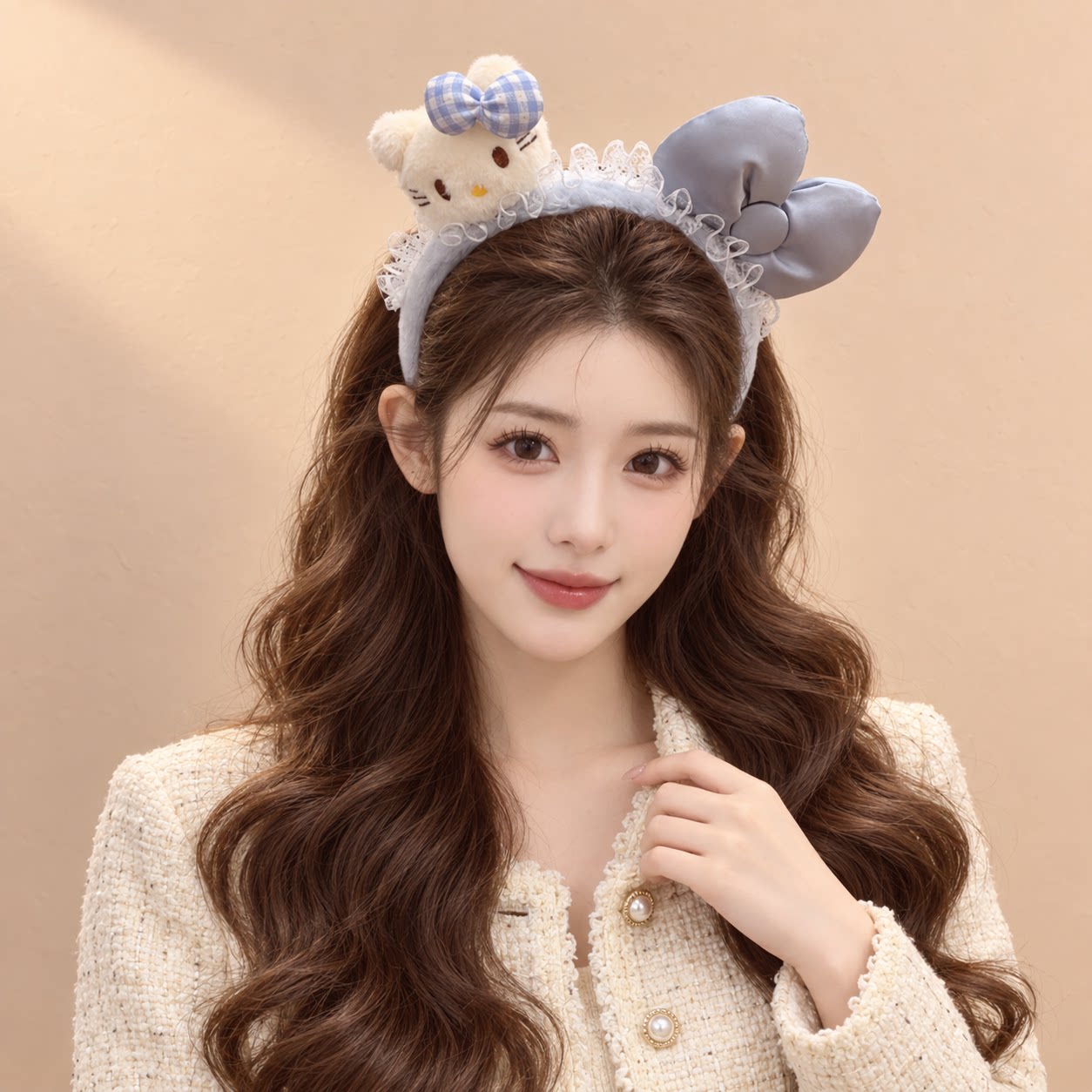 2026新款可爱卡通蝴蝶结发箍蕾丝花边秋冬洗脸猫头饰女甜美发饰