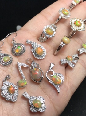 #s925银新品天然非洲欧泊深色