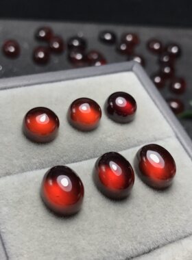 3A量款天然橙红石榴石戒面蛋面