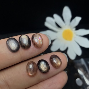 天然黑金骨干椭圆戒面拉丝闪光水晶裸石戒指吊坠耳钉圆形椭圆