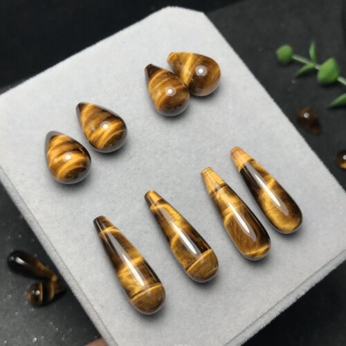 耳坠料！天然虎眼石水滴形吊胆