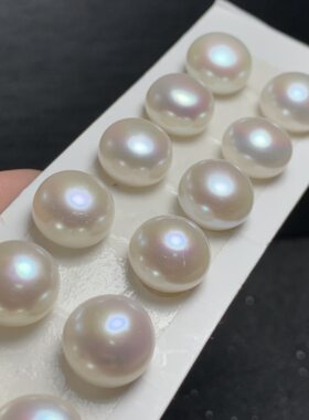天然淡水珍珠面包珠半孔手工DIY