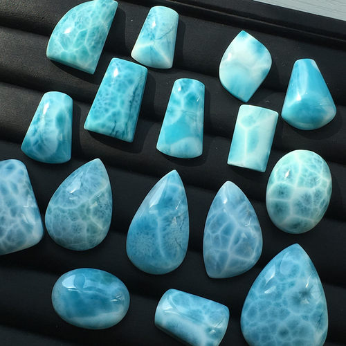 海纹石拉利玛戒面方牌绕线吊坠
