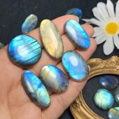 3月5日天然拉长石椭圆形裸石戒面可镶嵌绕线戒指吊坠