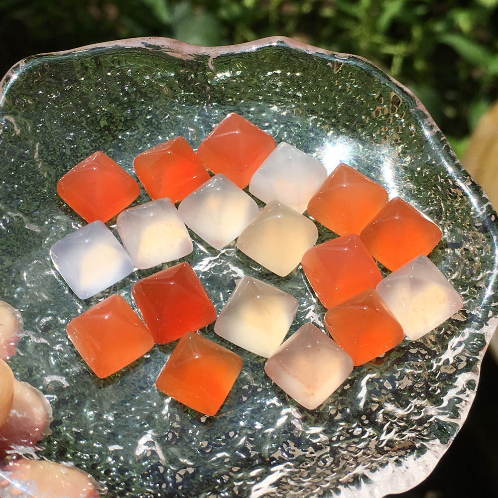 糖塔！天然南红玛瑙方形戒面裸石镶嵌绕线编绳戒指吊坠耳钉